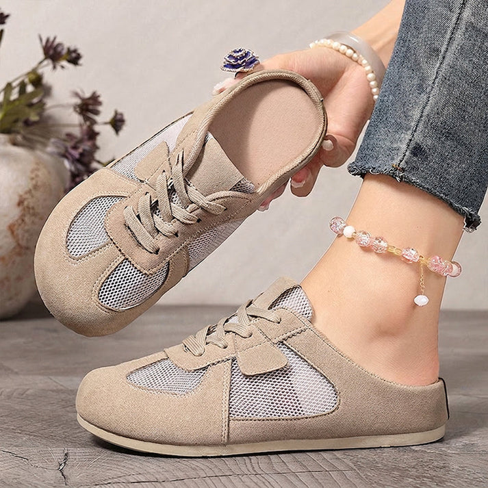 Women's Breathable Mesh Panel Mule Sneakers