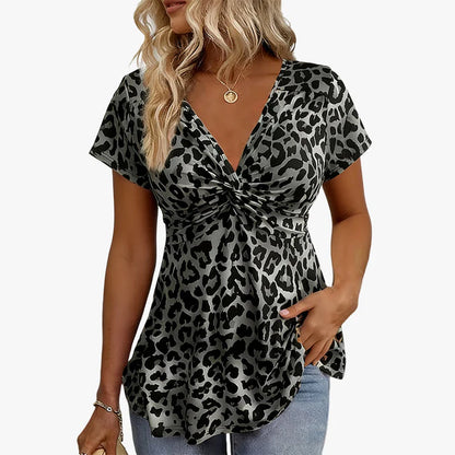 Women's Twist-Front Leopard Print Top