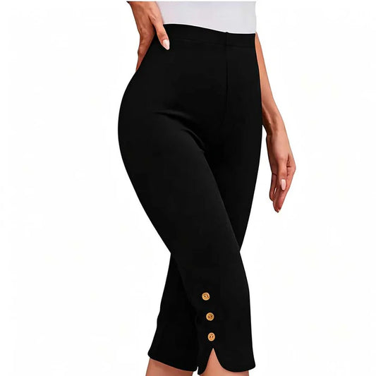 Women's Button Hem Capri Leggings