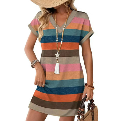 Women's V-Neck Casual Shift Dress
