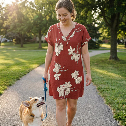 Women's V-Neck Casual Shift Dress