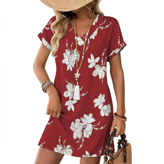 Women's V-Neck Casual Shift Dress