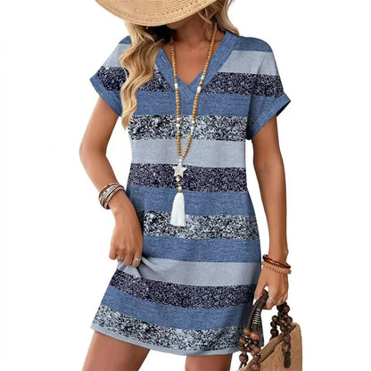 Women's V-Neck Casual Shift Dress