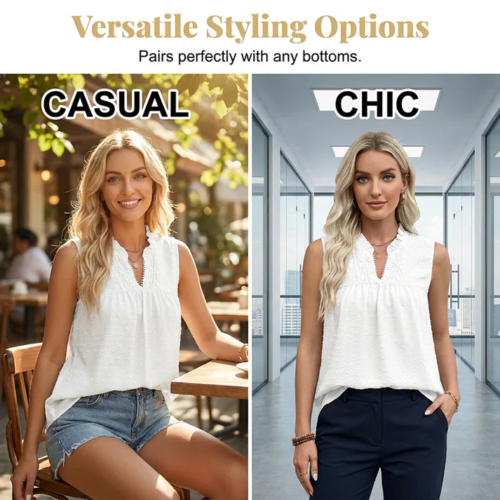 Women's Lace Trim Sleeveless Blouse