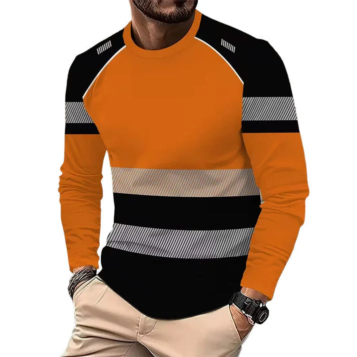 Men's Reflective Stripe Performance Long Sleeve Shirt