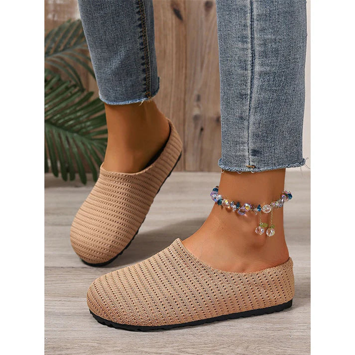 Women's Breathable Knit Slip-On Mule Shoes