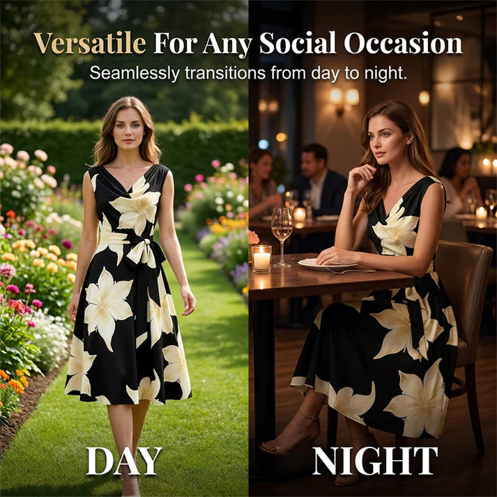Women's Floral Print Sleeveless Fit & Flare Dress
