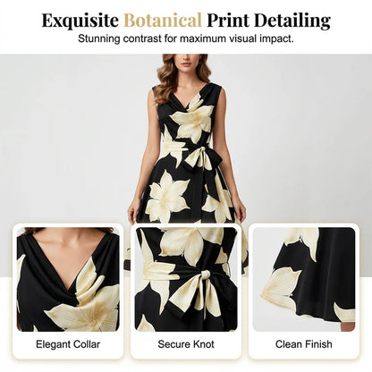 Women's Floral Print Sleeveless Fit & Flare Dress
