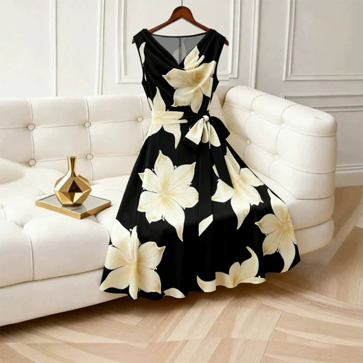 Women's Floral Print Sleeveless Fit & Flare Dress