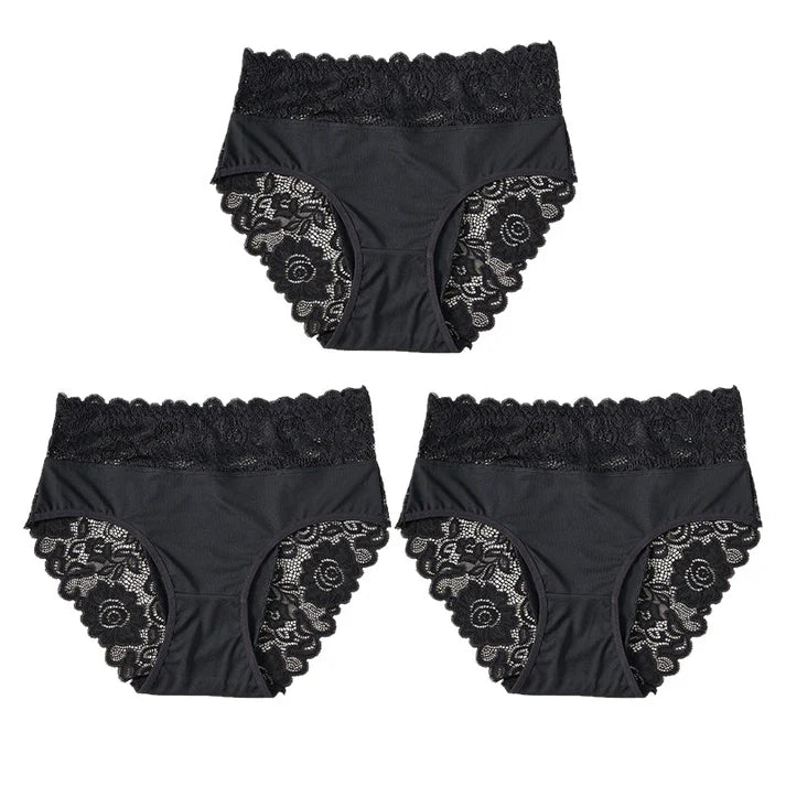 Women's High-Waist Lace Trim Briefs