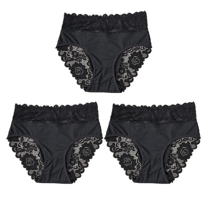 Women's High-Waist Lace Trim Briefs