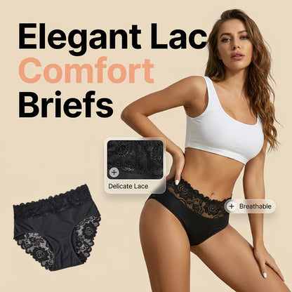 Women's High-Waist Lace Trim Briefs