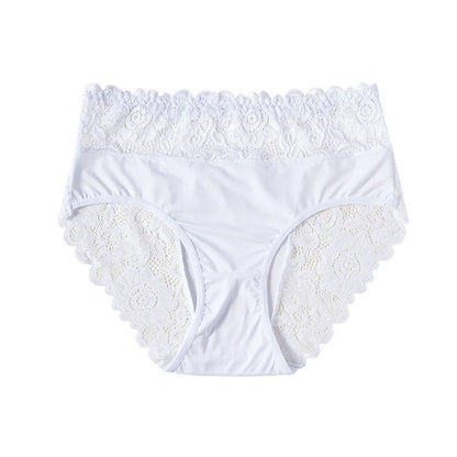 Women's High-Waist Lace Trim Briefs