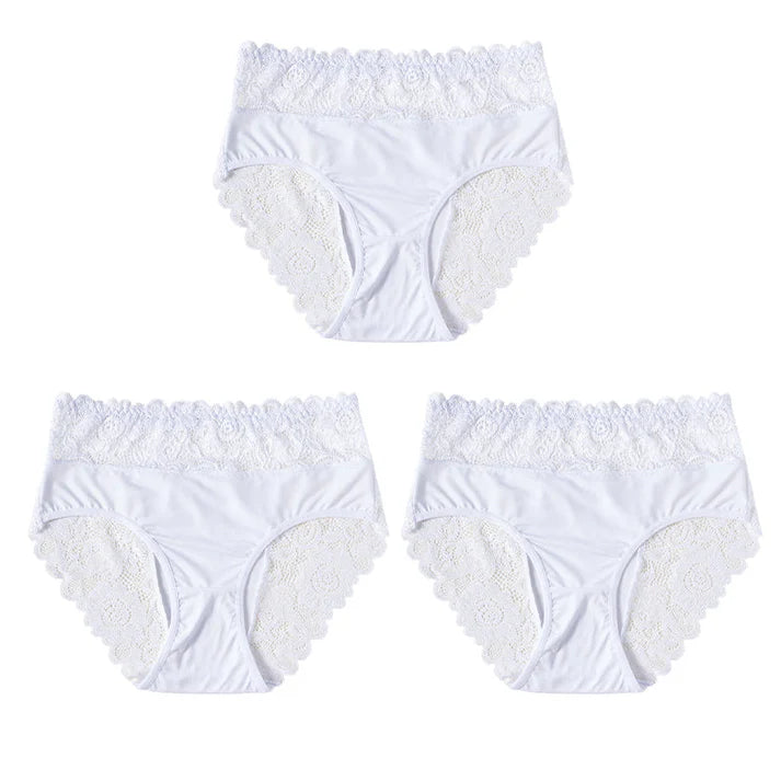 Women's High-Waist Lace Trim Briefs