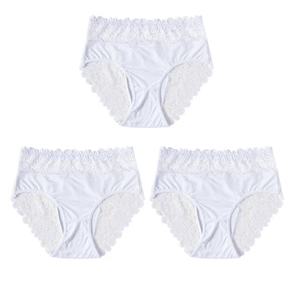 Women's High-Waist Lace Trim Briefs