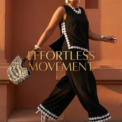 Women's Sleeveless Top & Wide-Leg Pants Set