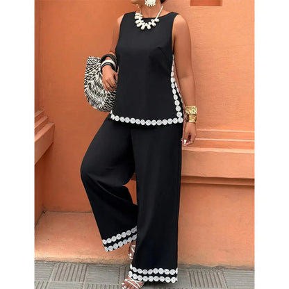 Women's Sleeveless Top & Wide-Leg Pants Set