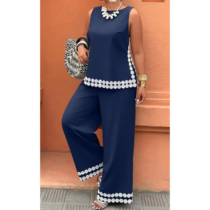 Women's Sleeveless Top & Wide-Leg Pants Set