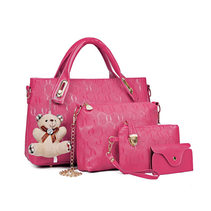 Women's 4-Piece Embossed Handbag Set