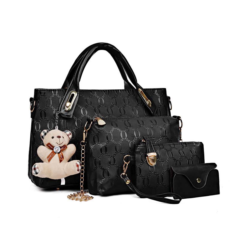 Women's 4-Piece Embossed Handbag Set