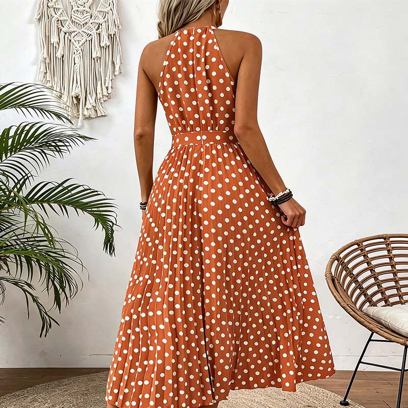 Women's Pleated Halter Maxi Dress