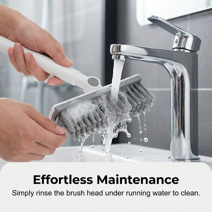 Dual-Action Floor Scrub Brush with Squeegee