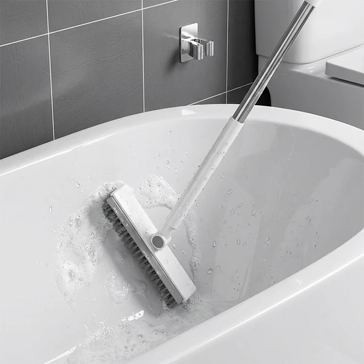 Dual-Action Floor Scrub Brush with Squeegee