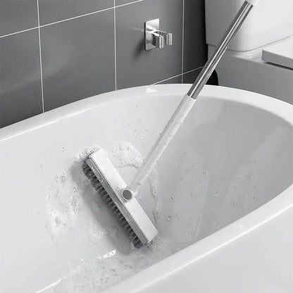 Dual-Action Floor Scrub Brush with Squeegee