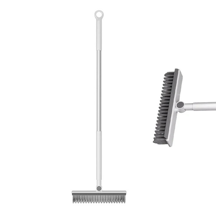 Dual-Action Floor Scrub Brush with Squeegee
