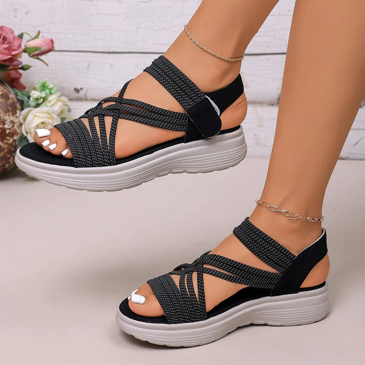 Women's Crisscross Elastic Strap Platform Sandals