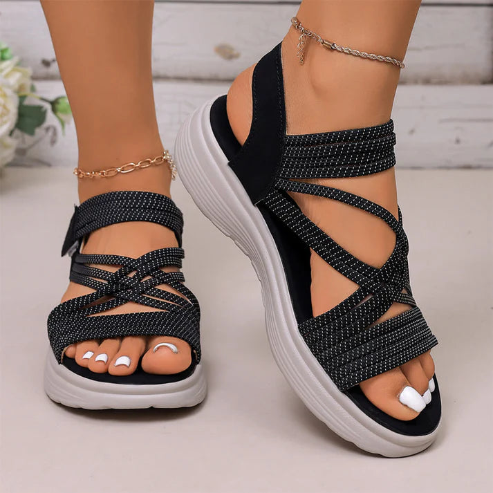 Women's Crisscross Elastic Strap Platform Sandals
