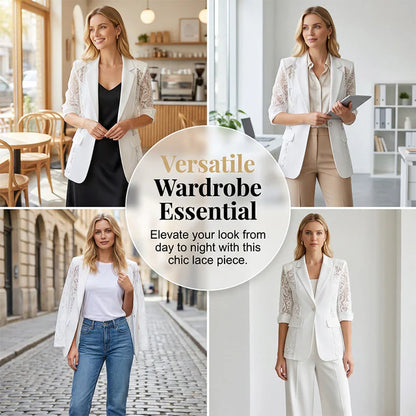 Women's Lace Panel Blazer Jacket