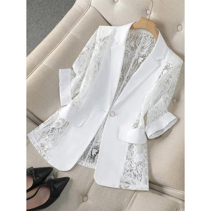 Women's Lace Panel Blazer Jacket