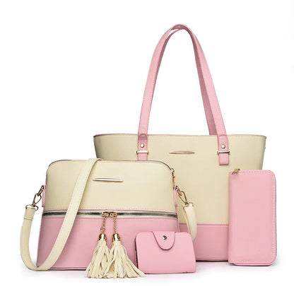 Women's 4-Piece Color Block Handbag Set