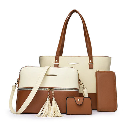 Women's 4-Piece Color Block Handbag Set