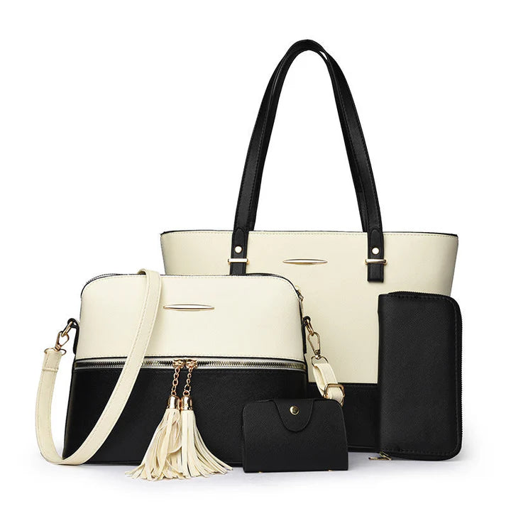 Women's 4-Piece Color Block Handbag Set