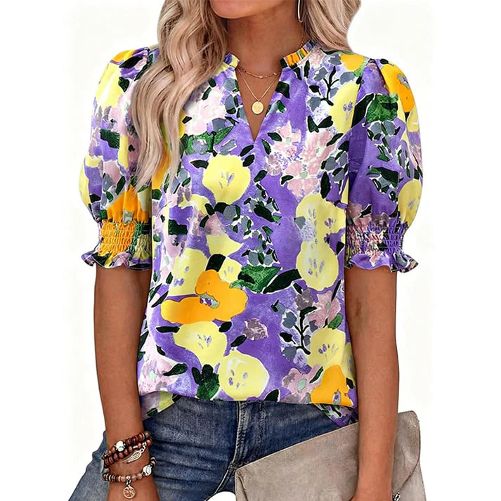 Women's Printed Puff Sleeve Blouse