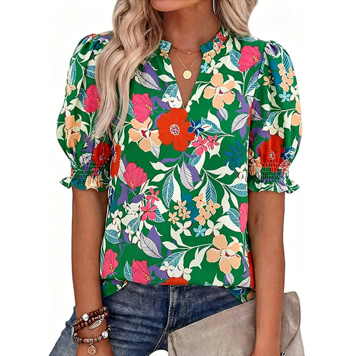 Women's Printed Puff Sleeve Blouse