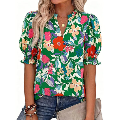 Women's Printed Puff Sleeve Blouse