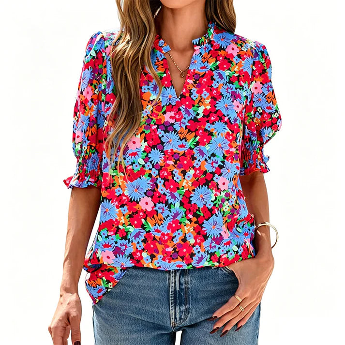 Women's Printed Puff Sleeve Blouse
