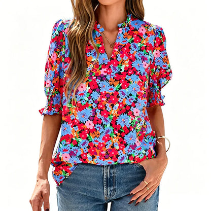 Women's Printed Puff Sleeve Blouse
