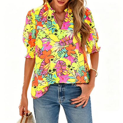 Women's Printed Puff Sleeve Blouse