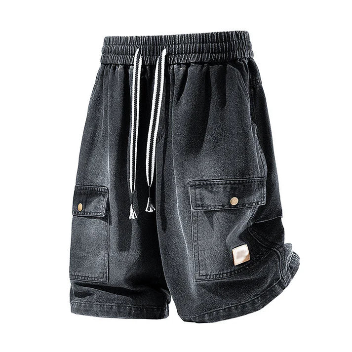 Men's Drawstring Denim Cargo Shorts
