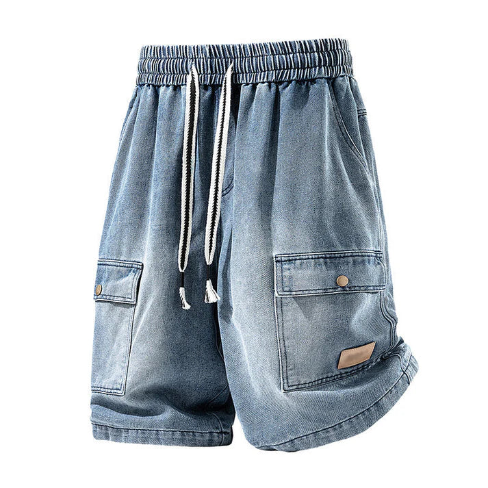 Men's Drawstring Denim Cargo Shorts