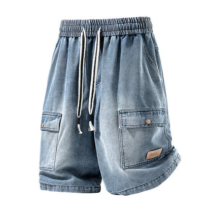 Men's Drawstring Denim Cargo Shorts
