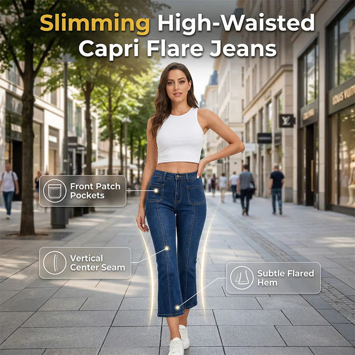 Women's High-Waisted Flared Capri Jeans
