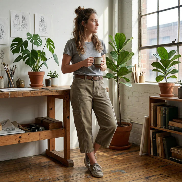 Women's Cargo Capri Pants with Utility Pockets