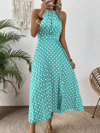 Women's Pleated Halter Maxi Dress