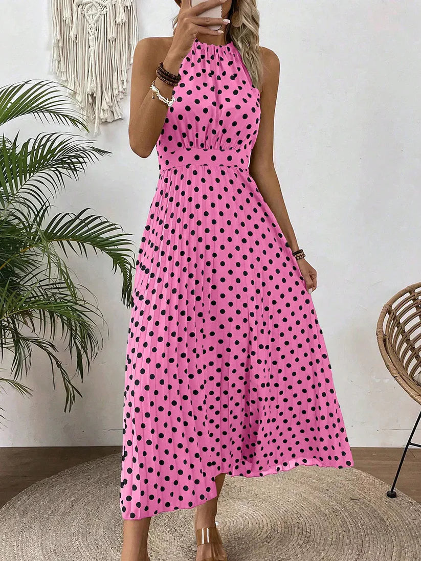 Women's Pleated Halter Maxi Dress