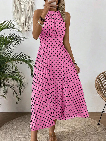 Women's Pleated Halter Maxi Dress